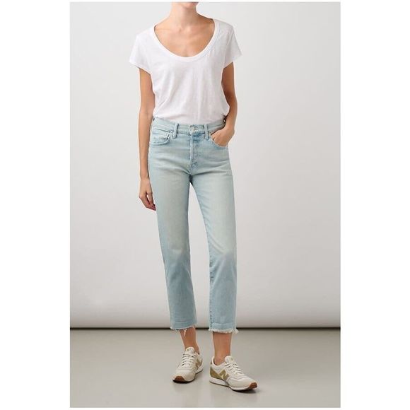 MOTHER The Scrapper Cuff Ankle Fray Jeans Lonely Hearts Club Size 27